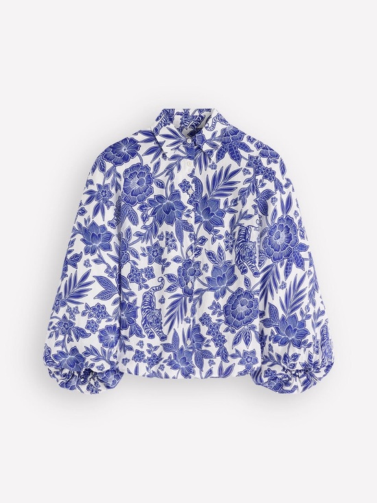 Boden Tops - NWT Boden Puff Sleeve Blue Floral Linen Shirt  - size 6